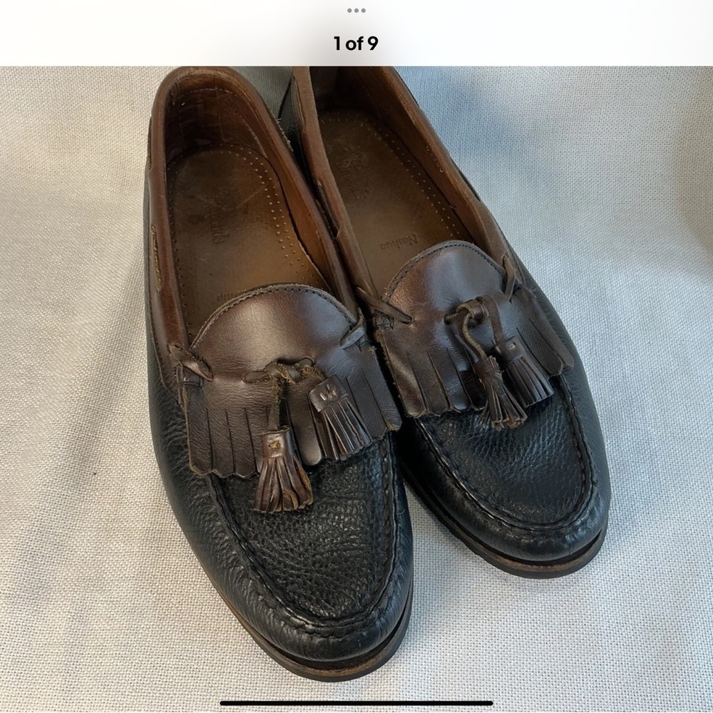 Allen Edmonds Nashua Men 11.5 Tassel Loafers Black Brown Leather Dress Shoes USA